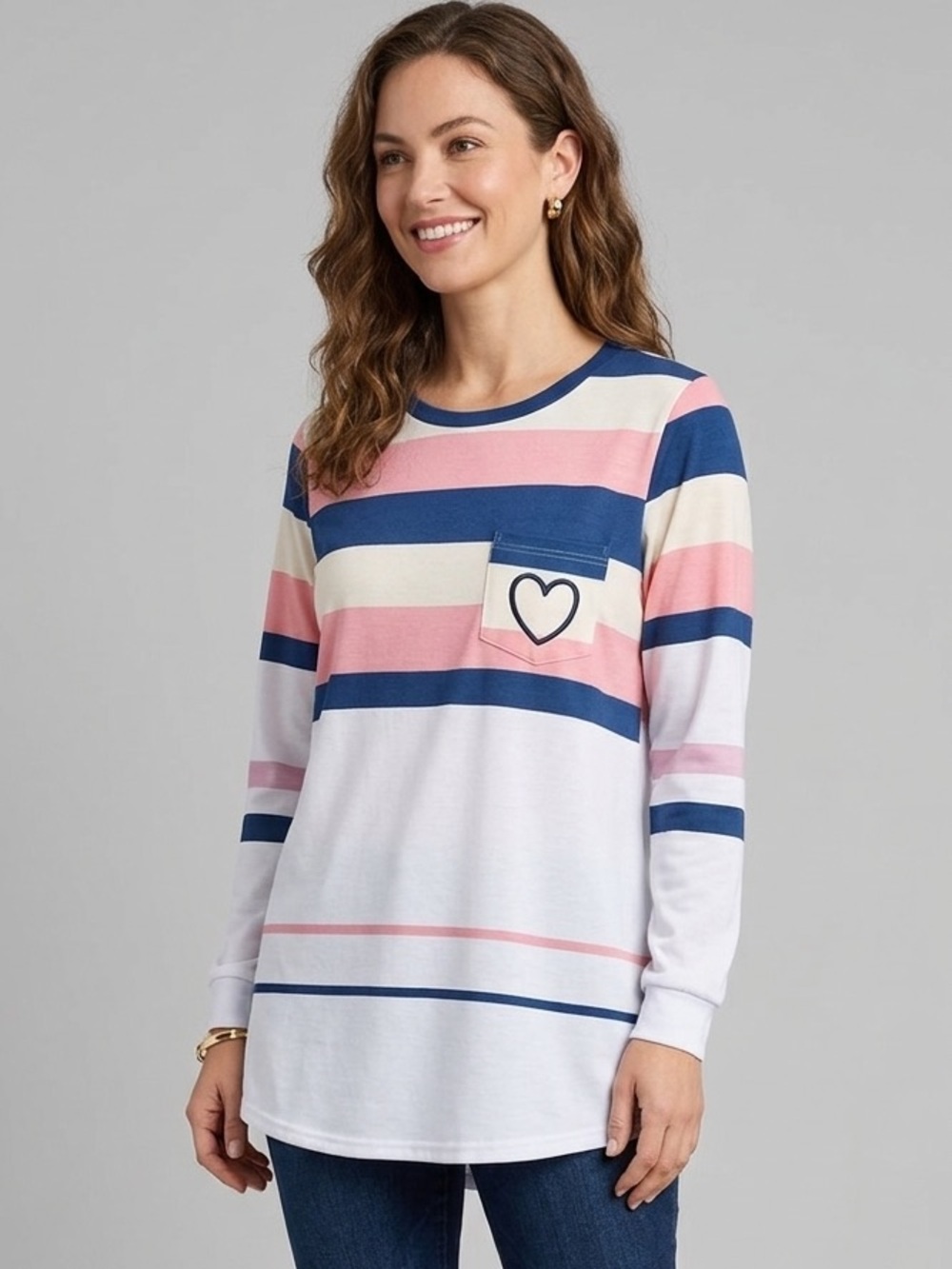 Pink Blue and White Top
